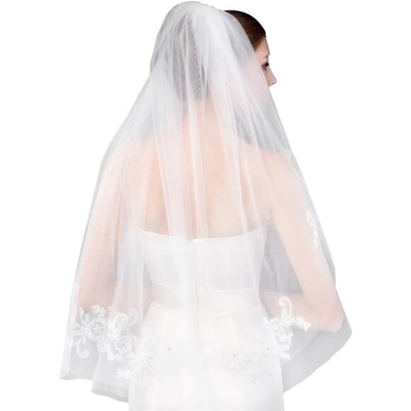 Women\'s Short 2 Tier Wedding Bridal Veil With Comb L24 main image 6